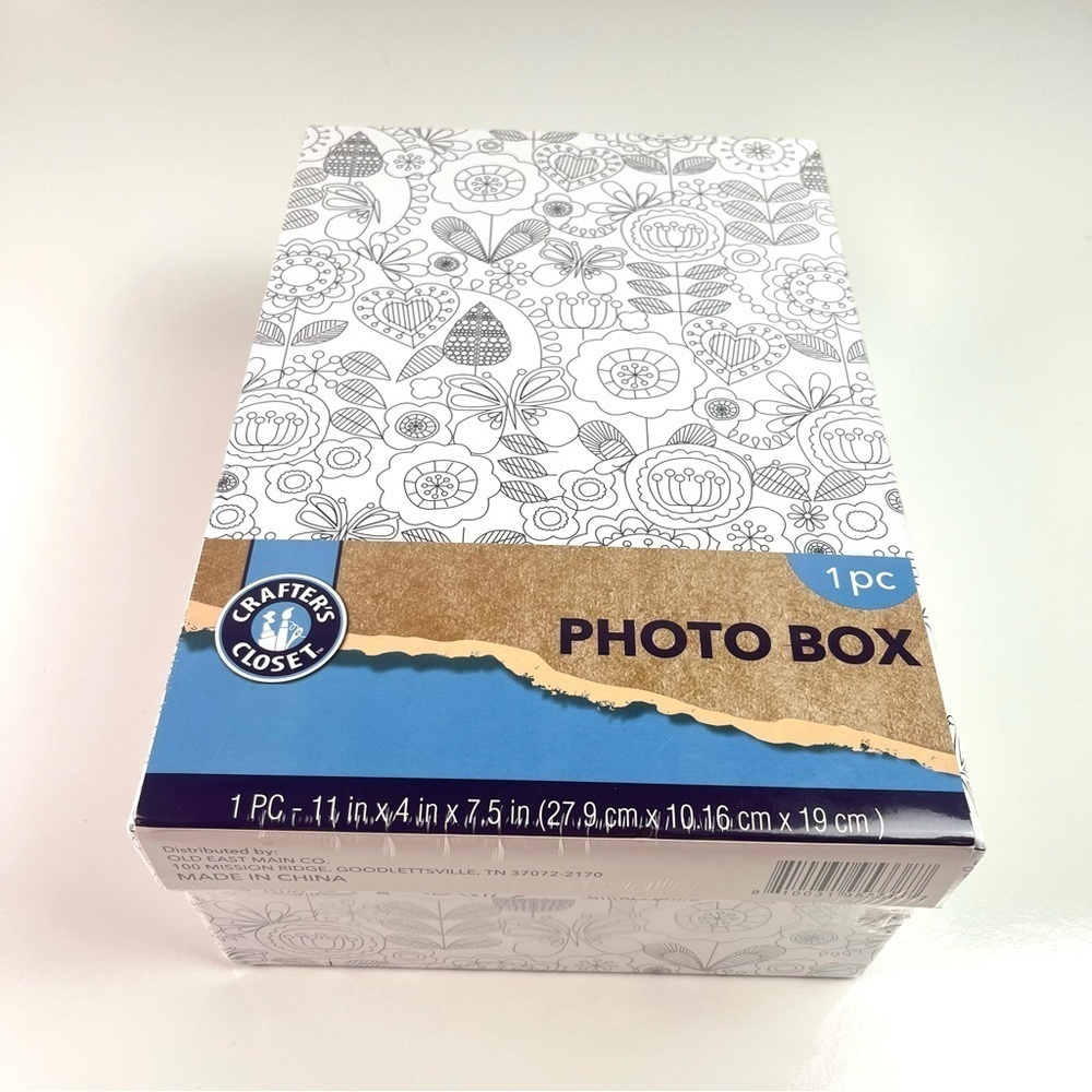 Coloring Box Floral Print Color Your Own Photo Storage Box New Sealed